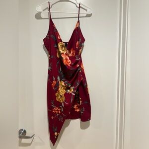 Curve burgundy, floral, sit slit dress